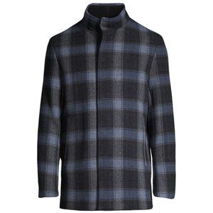 Theory Men's Clarence Plaid Wool Jacket - Grey Blue - Size Small